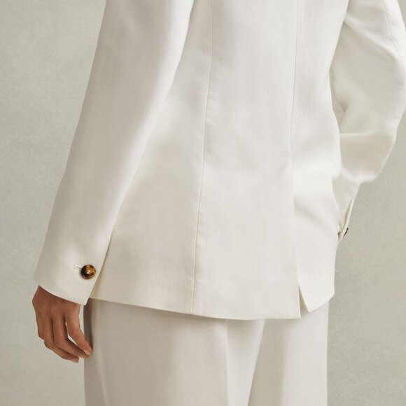 Reiss Lori Viscose-Linen Double Breasted Suit Blazer – White - Picture 2 of 2